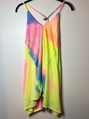 Fashionomics Neon Tie-Dye Spaghetti Strap Cover Up Dress